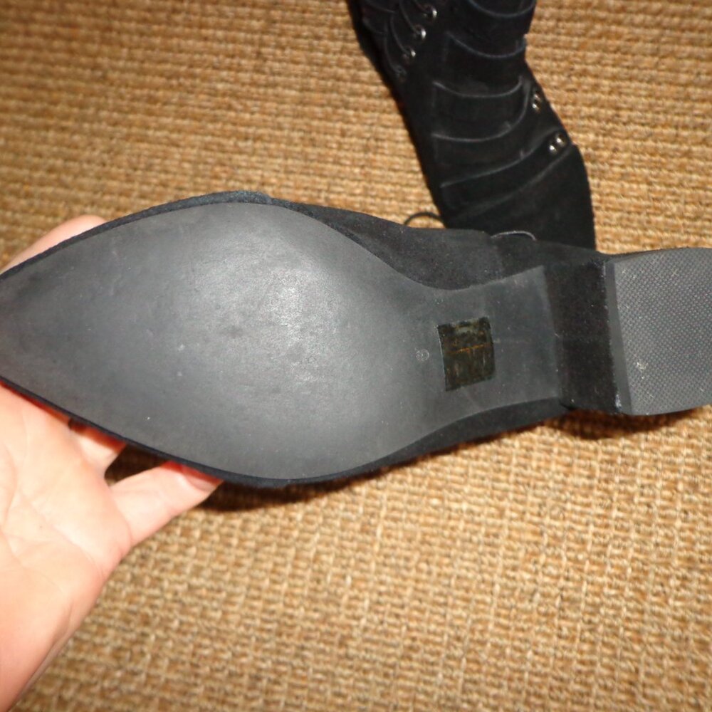 NWT Jeffrey Campbell Serpico Suede Ankle Booties 6M Black Back Zip Closure - Picture 10 of 16